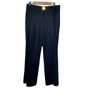 Chaps Linen Women’s 12 Navy Blue Lined Pants W/Gold Buckle Career Nautical